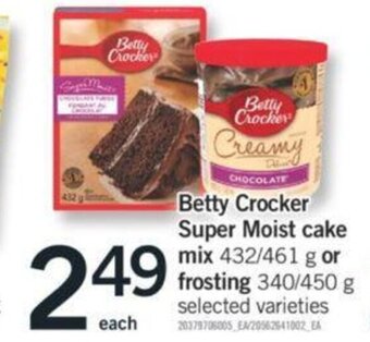 Fortinos Betty Crocker Super Moist cake mix 432/461 g or frosting 340/450 g offer