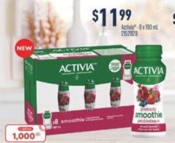 Fortinos ACTIVIA Smoothie 8 x 180ml offer