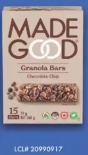 Fortinos Made Good Granola Bars Chocolate Chip offer