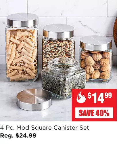 Kitchen Stuff Plus 4 pc. mod square canister set offer