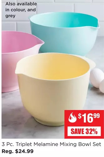 Kitchen Stuff Plus 3 pc. triplet melamine mixing bowl set offer