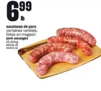 Provigo pork sausages 15,41/kg offer