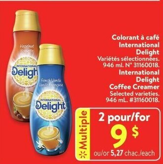 Walmart International Delight Coffee Creamer . 946 mL offer