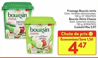 Walmart Boursin minis Cheese 130 g offer
