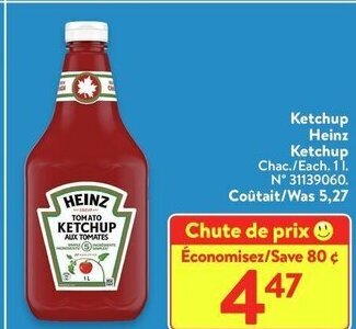 Walmart Heinz Ketchup 1 L offer
