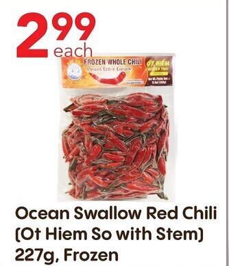Lucky Supermarket Ocean Swallow Red Chili (Ot Hiem So with Stem) 227g, Frozen offer