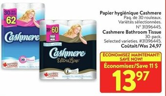 Walmart Cashmere Bathroom Tissue 30-pack. offer