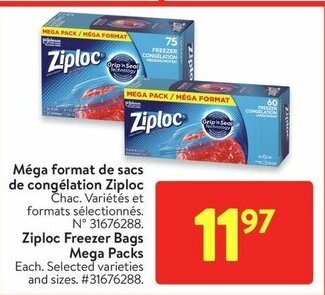 Walmart Ziploc Freezer Bags Mega Packs offer