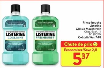 Walmart Listerine Classic Mouthwash 1 L offer