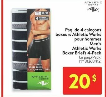 Walmart Men's Athletic Works Boxer Briefs 4-Pack offer