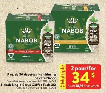 Walmart Nabob Single-Serve Coffee Pods 30s offer