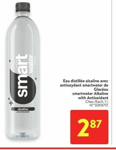 Walmart Glacéau smartwater Alkaline with Antioxidant 1 L offer