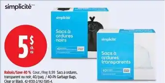 Canadian Tire Garbage Bags, Clear or Black 40-Pk offer