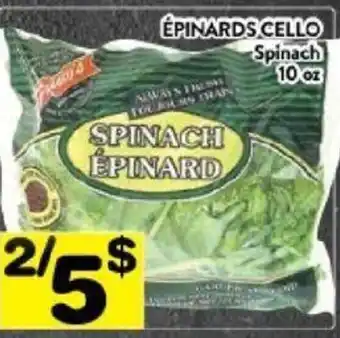 Supermarché PA ÉPINARDS CELLO Spinach 10 oz offer