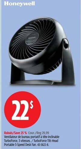 Canadian Tire TurboForce Tilt-Head Portable 3-Speed Desk Fan. offer