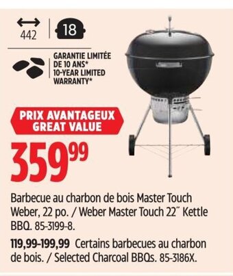 Canadian Tire Barbecue au charbon de bois Master Touch Weber, 22 po. 85-3199-8. offer