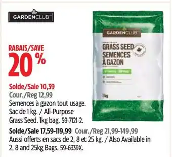Canadian Tire GARDENCLUB Semences à gazon tout usage. Sac de 1 kg. 59-7121-2 offer