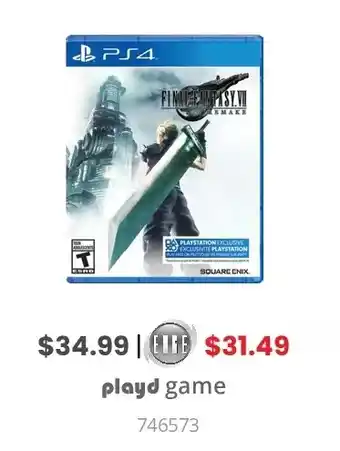 GameStop Final fantasy vii remake offer