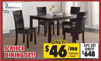 Surplus Furniture Nellie espresso 5-piece dinette set offer