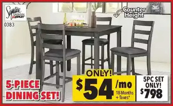 Surplus Furniture Bridson gray counter height 5pc table set offer