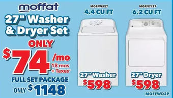 Surplus Furniture Moffat white 27 washer & dryer set offer