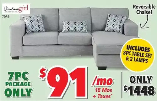 Surplus Furniture Chennay silver 2pc sectional offer