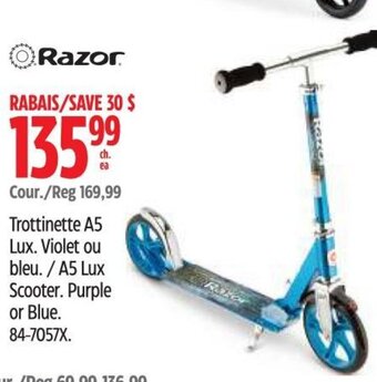 Canadian Tire Razor A5 Lux Scooter. Purple or Blue. 84-7057X. offer