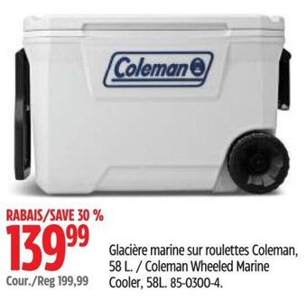 Canadian Tire Coleman Wheeled Marine Cooler, 58L. 85-0300-4. offer