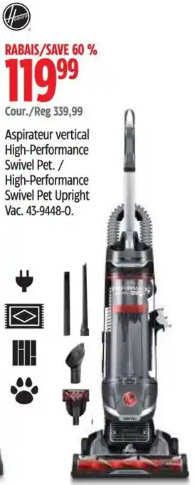 Canadian Tire Hoover High-Performance Swivel Pet Upright Vac. 43-9448-0 offer
