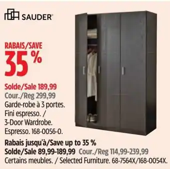 Canadian Tire SAUDER 3-Door Wardrobe. Espresso. 168-0056-0. offer