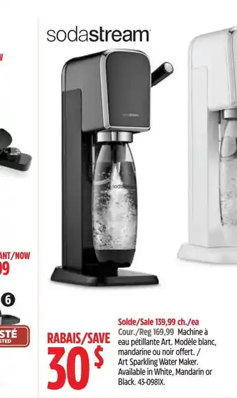 Canadian Tire Sodastream Art Sparkling Water Maker. Available in White, Mandarin or Black. 43-0981X offer