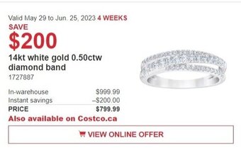 Costco 14kt white gold 0.50ctw diamond band offer
