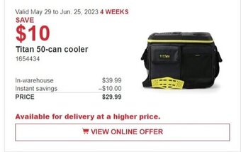 Costco Titan 50-can cooler offer