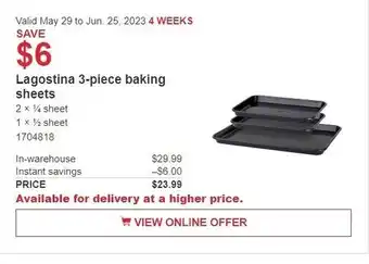 Costco Lagostina 3-piece baking sheets 2 x ½ sheet, 1 x ½ sheet offer