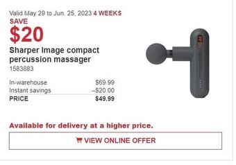 Costco Sharper Image compact percussion massager offer
