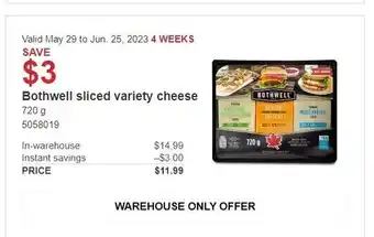 Costco Bothwell sliced variety cheese 720 g 5058019 offer
