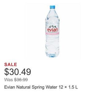 Costco Evian natural spring water 12 × 1.5 l offer
