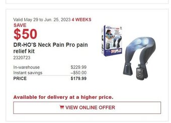 Costco DR-HO'S Neck Pain Pro pain relief kit offer