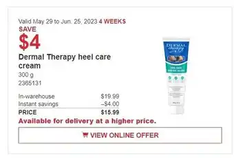 Costco Dermal Therapy heel care cream 300 g offer