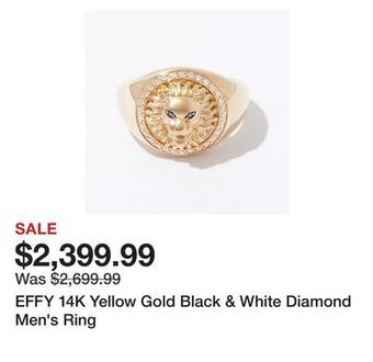 TSC Stores Effy 14k yellow gold black & white diamond men's ring offer