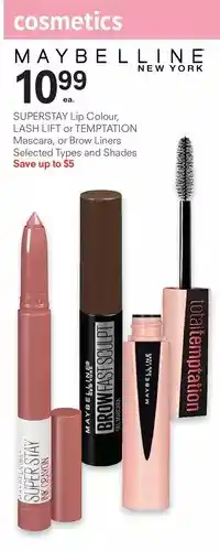 Guardian Pharmacy Maybelline new york superstay lip colour, lash lift or temptation mascara or brow liners offer