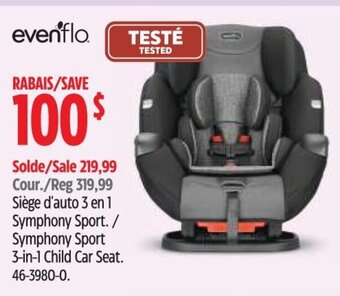 Canadian Tire evenflo Symphony Sport 3-in-1 Child Car Seat. offer