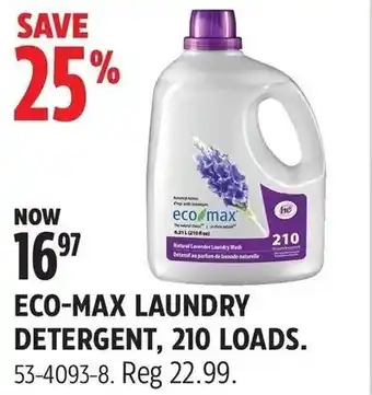 Canadian Tire ECO-MAX LAUNDRY DETERGENT, 210 LOADS. 53-4093-8 offer