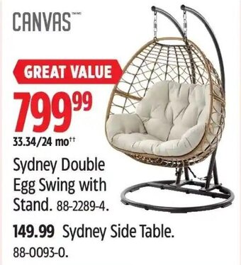 Canadian Tire CANVAS™ Sydney Double Egg Swing with Stand offer