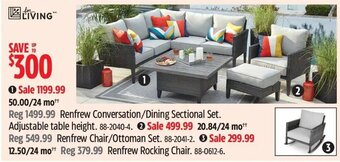 Canadian Tire Renfrew Conversation/Dining Sectional Set. Adjustable table height. Renfrew Chair/Ottoman Set. . Renfrew Rocking Chair. offer