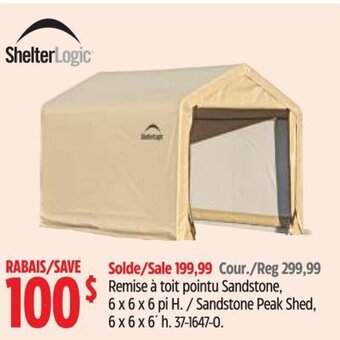 Canadian Tire ShelterLogic Sandstone Peak Shed, 6 x 6 x 6'h offer