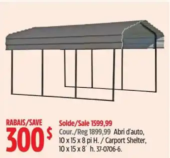 Canadian Tire Carport Shelter, 10 x 15 x 8'h offer