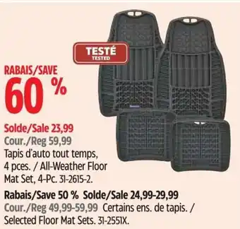 Canadian Tire All-Weather Floor Mat Set, 4-Pc offer