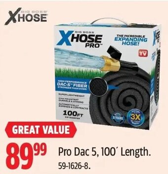 Canadian Tire BIG BOSS XHOSE Pro Dac 5, 100˚ Length. offer