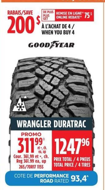 Canadian Tire GOOD YEAR WRANGLER DURATRAC offer